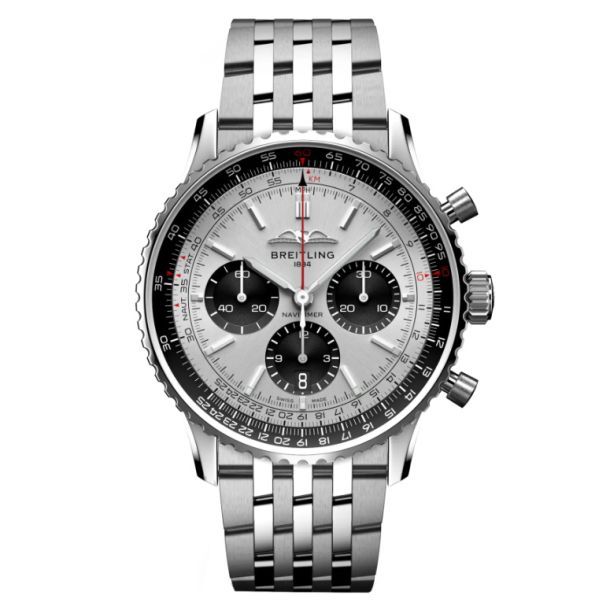 Breitling Navitimer B01 Chronograph 43 Silver Dial Stainless Steel Bracelet Watch 43mm AB0138241G1A1 REEDS Jewelers