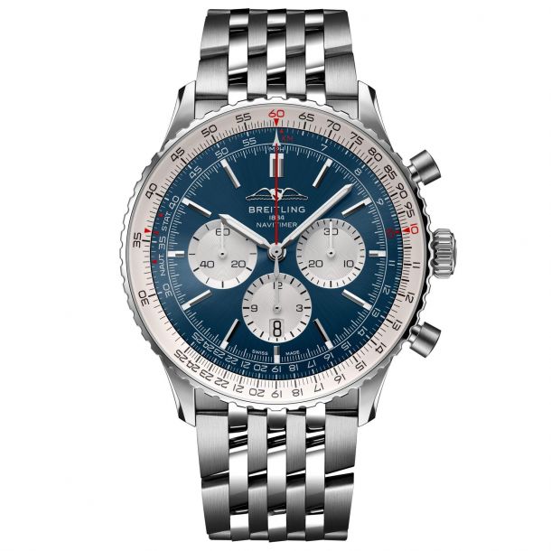 Breitling Navitimer B01 Chronograph 46 Blue Dial Stainless Steel Watch AB0137211C1A1 REEDS Jewelers