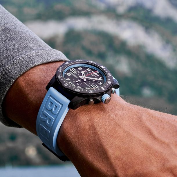 Breitling Professional Endurance Pro Light Blue Rubber Strap Watch