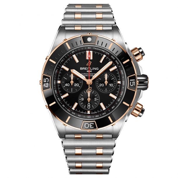 pisk mave Bred vifte Breitling Super Chronomat B01 44 Black Dial and Two-Tone Bracelet Watch |  44mm | UB0136251B1U1 | REEDS Jewelers
