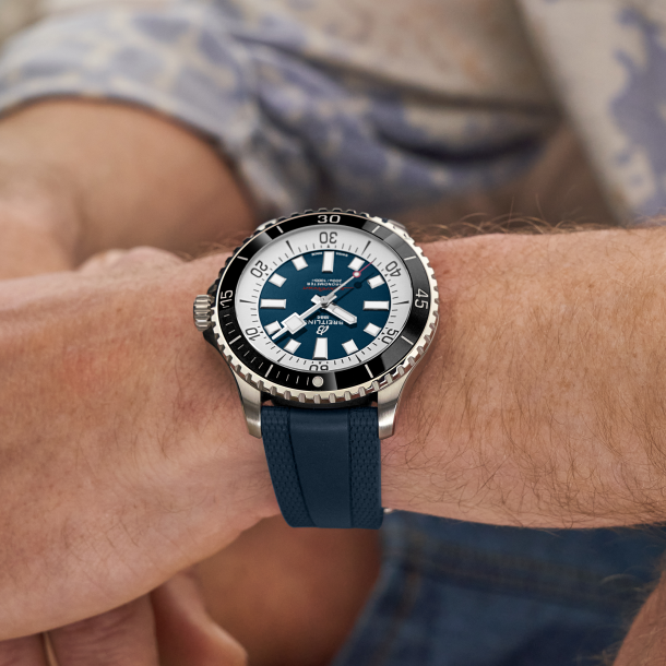 Breitling Superocean Automatic 44 Blue Dial Blue Rubber Strap