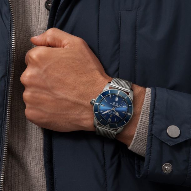 Breitling Superocean Heritage B20 Automatic 46 Gun Blue Dial Stainless Steel Watch AB2020161C1A1 REEDS Jewelers