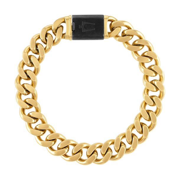 Bulova Classic Gold-Tone Stainless Steel Curb Chain Bracelet | 10mm | 8 ...