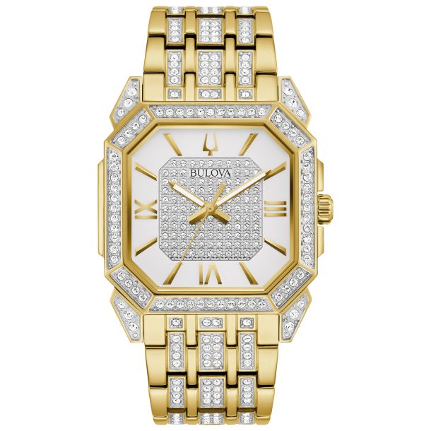Bulova Classic Octava Crystal Set Two Tone Bracelet Watch 40mm 98A295 REEDS Jewelers
