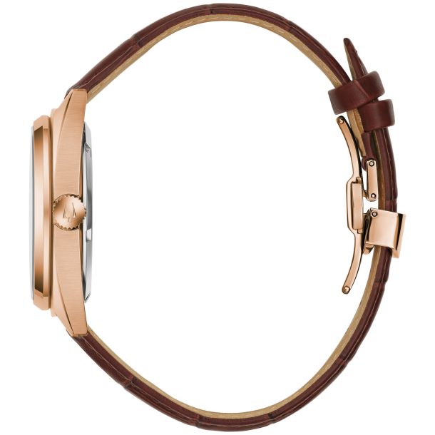 Bulova rose discount gold skeleton watch