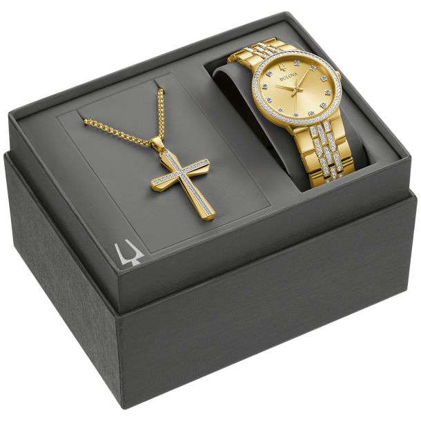 Bulova watch necklace boxed set sales
