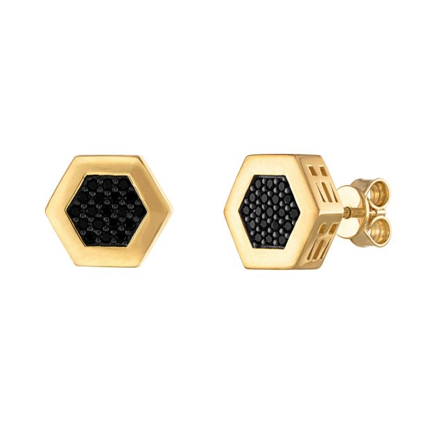 Hexagon gold earrings deals