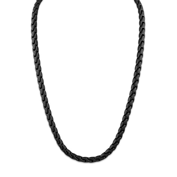Bulova Link Black Ion-Plated Stainless Steel Chain Necklace, 8mm, 24  Inches