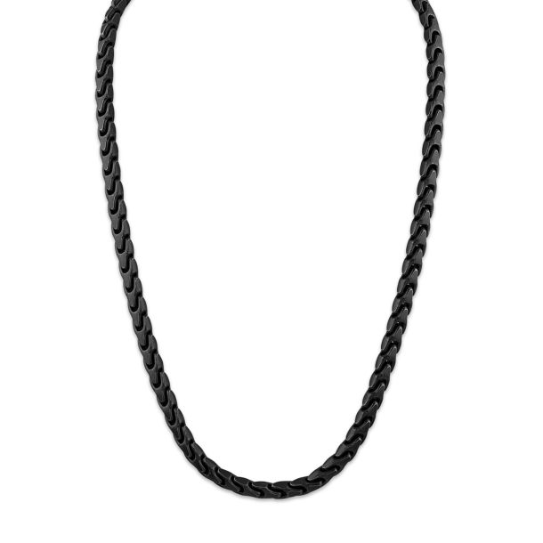 Black ion plated stainless steel necklace sales