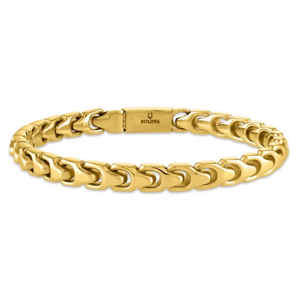 Bulova Link Gold Tone Stainless Steel Bracelet 6mm REEDS Jewelers