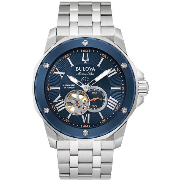 Bulova Marine Star Blue Dial and Stainless Steel Bracelet Watch 45mm  98A302 REEDS Jewelers