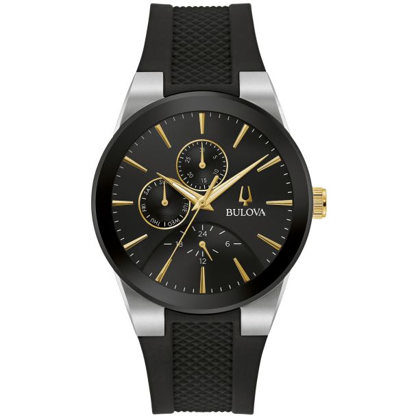 Bulova Modern Millenia Black Silicone Strap Watch 41mm 98C146