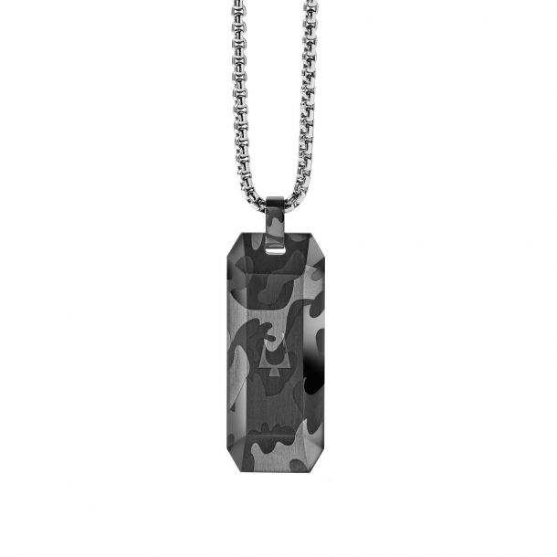 Bulova Precisionist Camouflage Dog Tag Pendant Necklace
