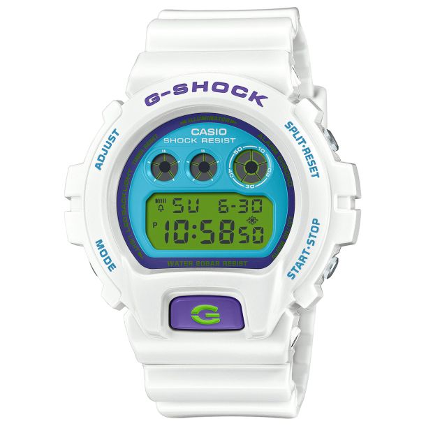Casio G Shock 6900 Series Digital Retro White and Blue Resin Watch 53.2mm DW6900RCS 7 REEDS Jewelers