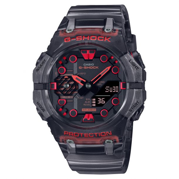 Casio G Shock Analog Digital Bluetooth Combi Transparent Black Resin Strap Watch GAB001G 1A