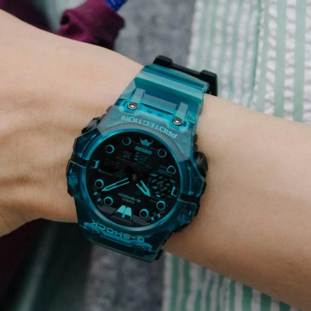 Casio G Shock Analog Digital Bluetooth Combi Transparent Turquoise