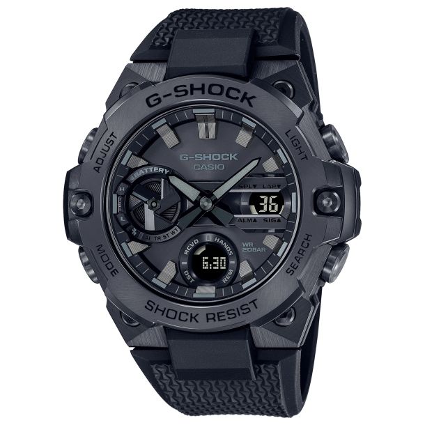 Casio G Shock G Steel Black on Black Solar Connected Resin Band Watch GSTB400BB 1A REEDS Jewelers