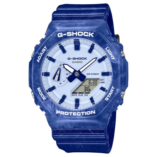 Casio G-Shock GA-2100 Series Analog-Digital Blue and White Limited Edition  Watch GA2100BWP-2A REEDS Jewelers