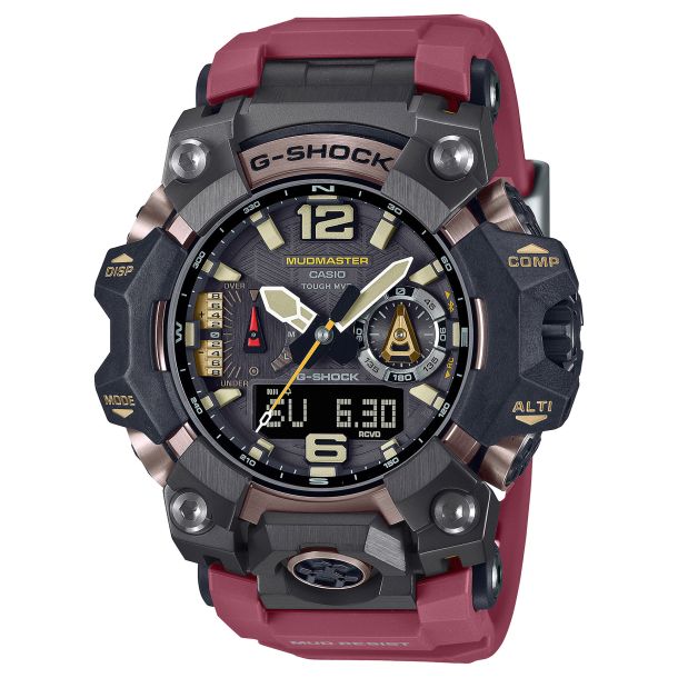Casio G Shock Master of G Mudmaster Red Resin Strap Connected Solar Watch GWGB1000 1A4