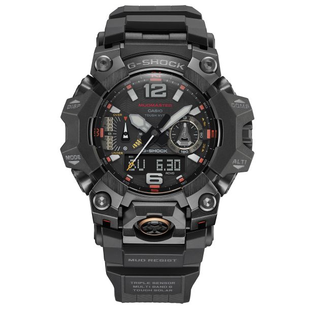 Casio G Shock Mudmaster Emergency Red and Black Resin Band Watch 58.7mm GWGB1000EC 1A REEDS Jewelers
