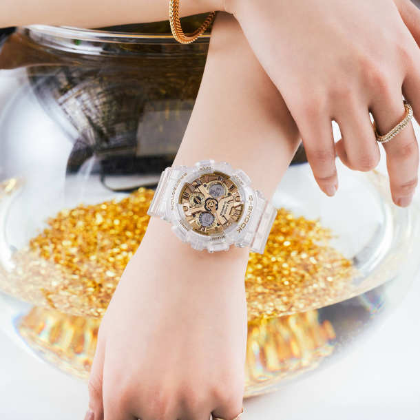 Clear and gold g shock 2025