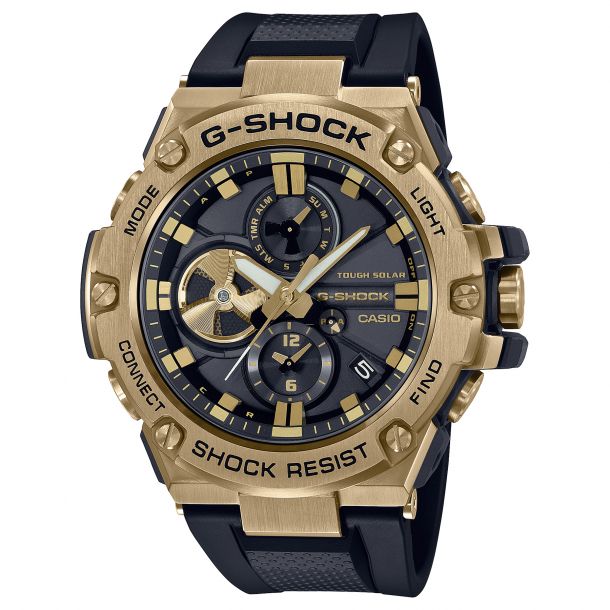 Casio Series G-Steel Connected Solar Metallic Gold and Black Resin Strap Watch | | REEDS Jewelers