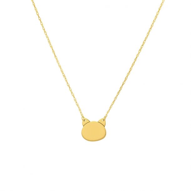 Cat Face Adjustable Yellow Gold Pendant Necklace REEDS Jewelers