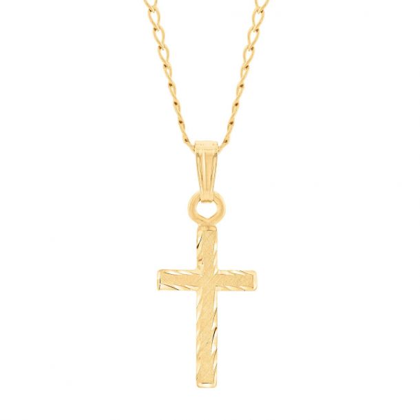 Child s Gold Filled Engraved Cross Pendant Necklace REEDS Jewelers