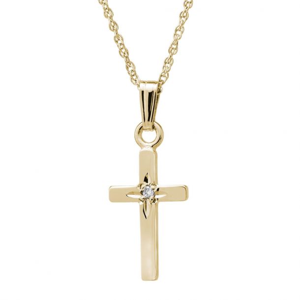 Kids diamond cross top necklace