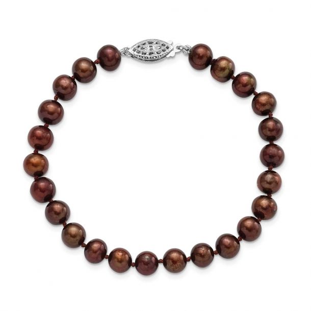 Chocolate Freshwater Cultured Pearl Bracelet 6 7mm REEDS Jewelers