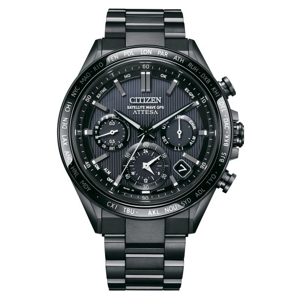 Citizen Eco Drive Attesa Black Super Titanium Bracelet Watch 44.6mm CC4055 65E REEDS Jewelers