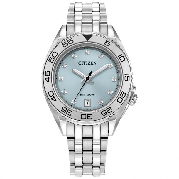 Citizen Eco Drive Carson Diamond Dial and Stainless Steel Bracelet Watch 35mm FE6161 54L REEDS Jewelers