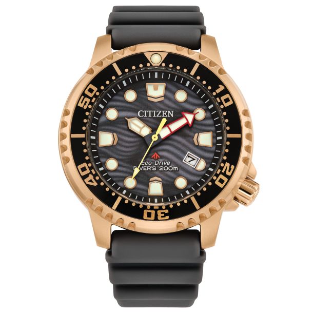 Citizen Eco Drive Promaster Dive Gray Dial Rose Gold Tone and Polyurethane Strap Watch 44mm BN0163 00H