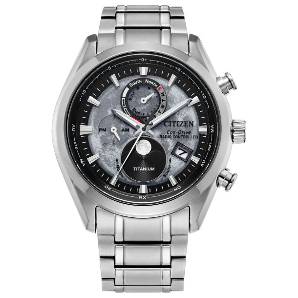 Citizen Eco-Drive Tsuki-yomi A-T Grey Dial Super Titanium Watch 43mm -  BY1010-57H | REEDS Jewelers