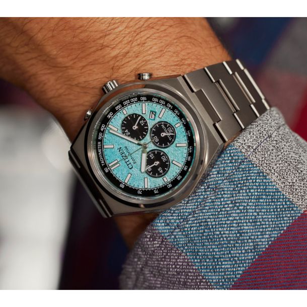 ブルーシン Citizen Eco-Drive Zenshin Chrono Super Titanium Blue Dial Bracelet