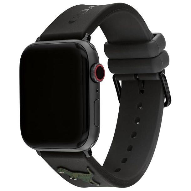 COACH Apple Watch Strap Black Silicone Rubber 42mm 44mm and 45mm 14700243 REEDS Jewelers