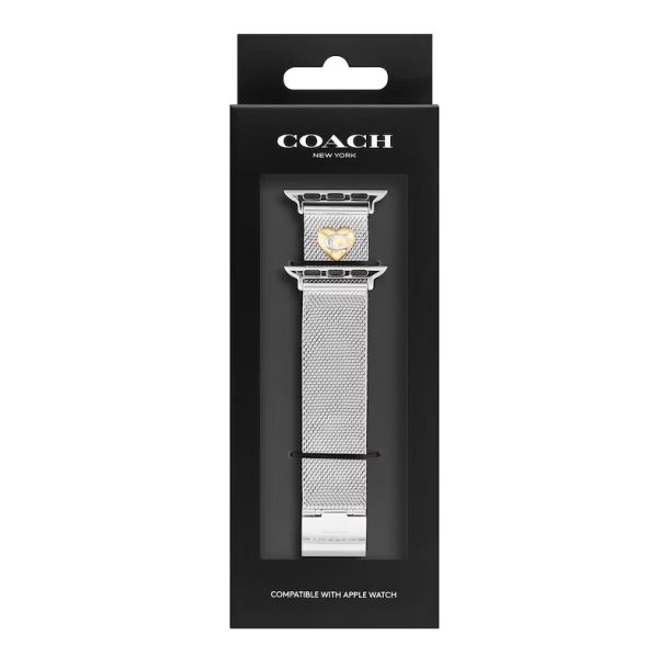 COACH Apple Watch Strap Stainless Steel Mesh and Heart Charm 38mm  