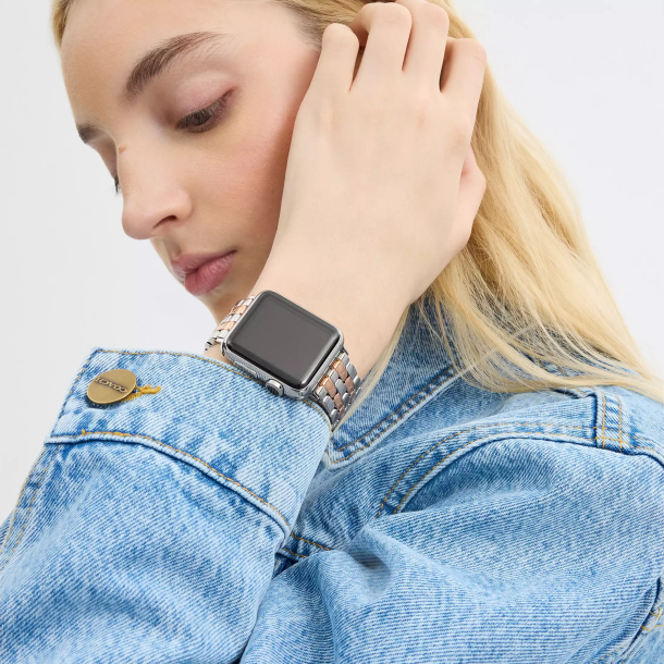 COACH Apple Watch Strap Two-Tone Stainless Steel and Rose Gold