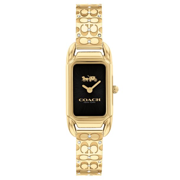 メーカー Cadie COACH Black 14504250 - 28.5mm  x 17.5mm Watch Bracelet Bangle Crystal Gold-Tone Dial 時計