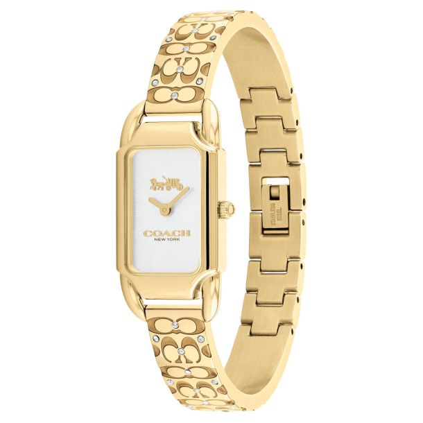 COACH Cadie Signature C Silver-Tone Dial Stainless Steel Bangle