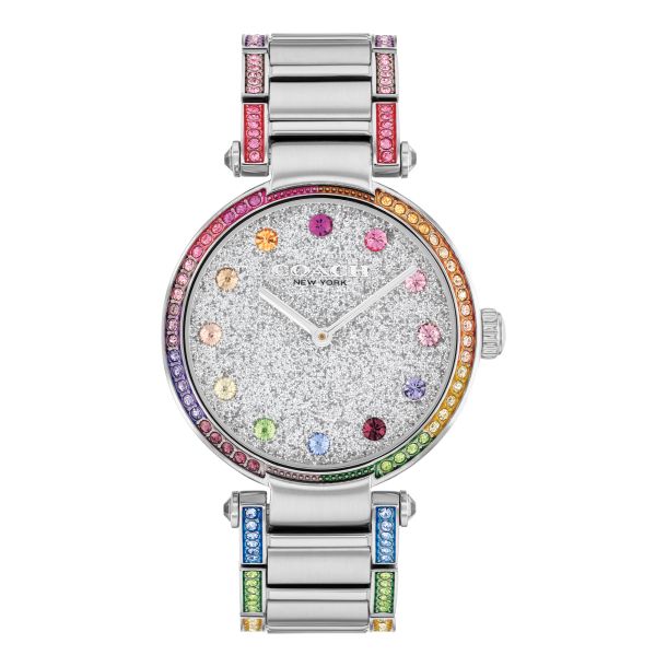 COACH Cary Rainbow Crystal Accents and Stainless Steel Bracelet Watch 34mm 14504270 REEDS Jewelers