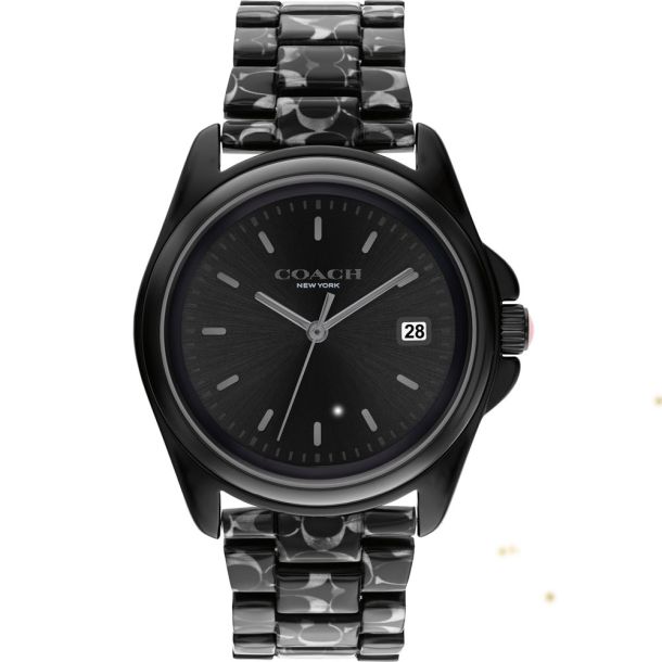 流行り の ブランド  COACH Greyson 14504186  - 36mm Watch Bracelet Acetate C Signature Black Dial Black トリートメント
