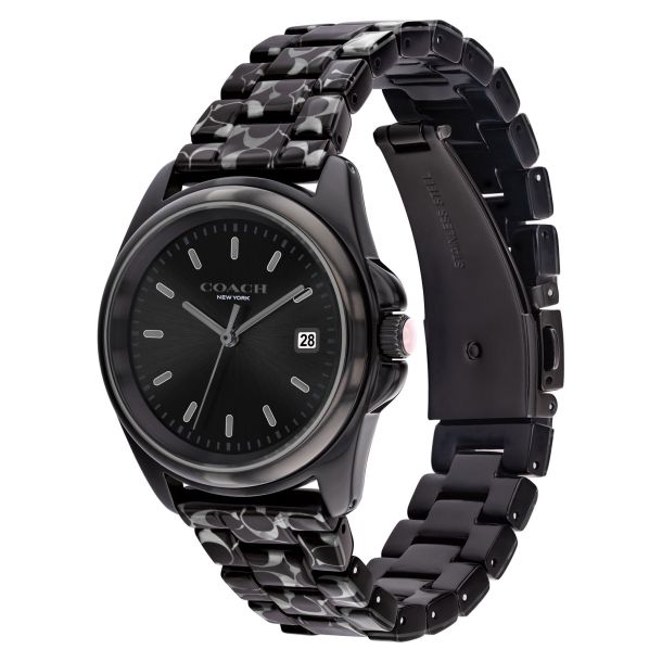 COACH Greyson Black Dial Black Signature C Acetate Bracelet Watch 36mm -  14504186