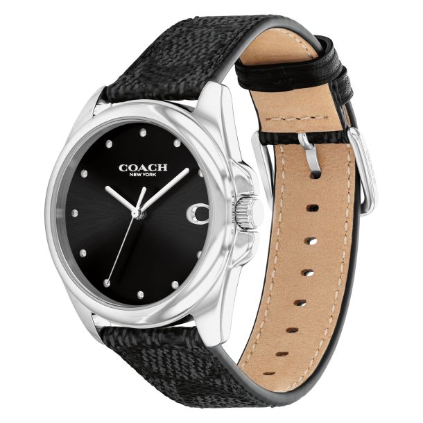 COACH Greyson Black Dial Black Signature Canvas Strap Watch 36mm 14504112 REEDS Jewelers