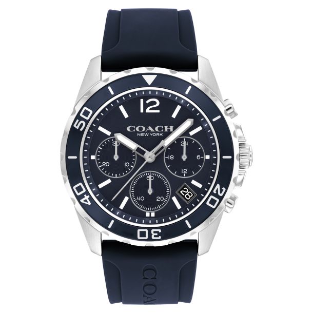 COACH Kent Blue Dial Navy Silicone Strap Chronograph Watch 44mm 14602641 REEDS Jewelers