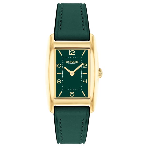 COACH Reese Green Dial Green Leather Strap Watch 24mmx35mm 14504354 REEDS Jewelers