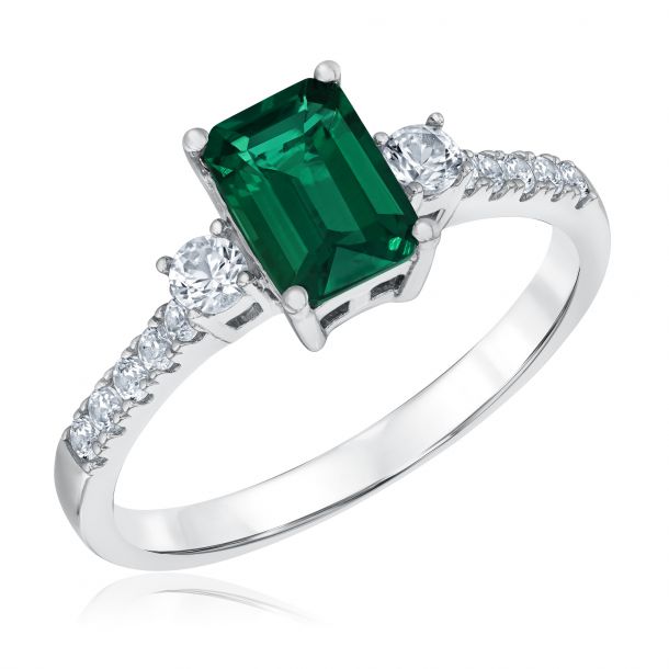 Emerald and white sapphire ring outlet