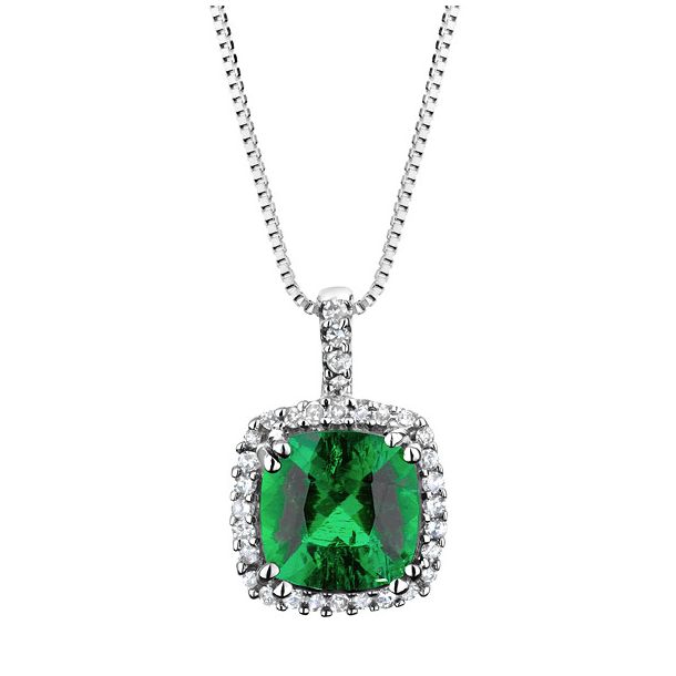 Created Emerald and Diamond Pendant 1/15ctw | REEDS Jewelers