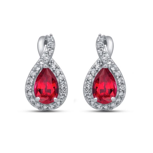 Created Ruby and Created White Sapphire Stud Earrings | REEDS Jewelers