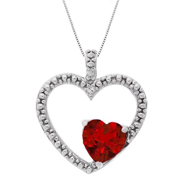 Ruby and diamond heart on sale shaped pendant